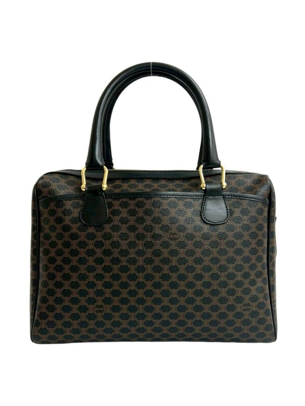 Celine Vintage Macadam Pattern Triomphe Logo Leather Handbag - Picture 3 of 10